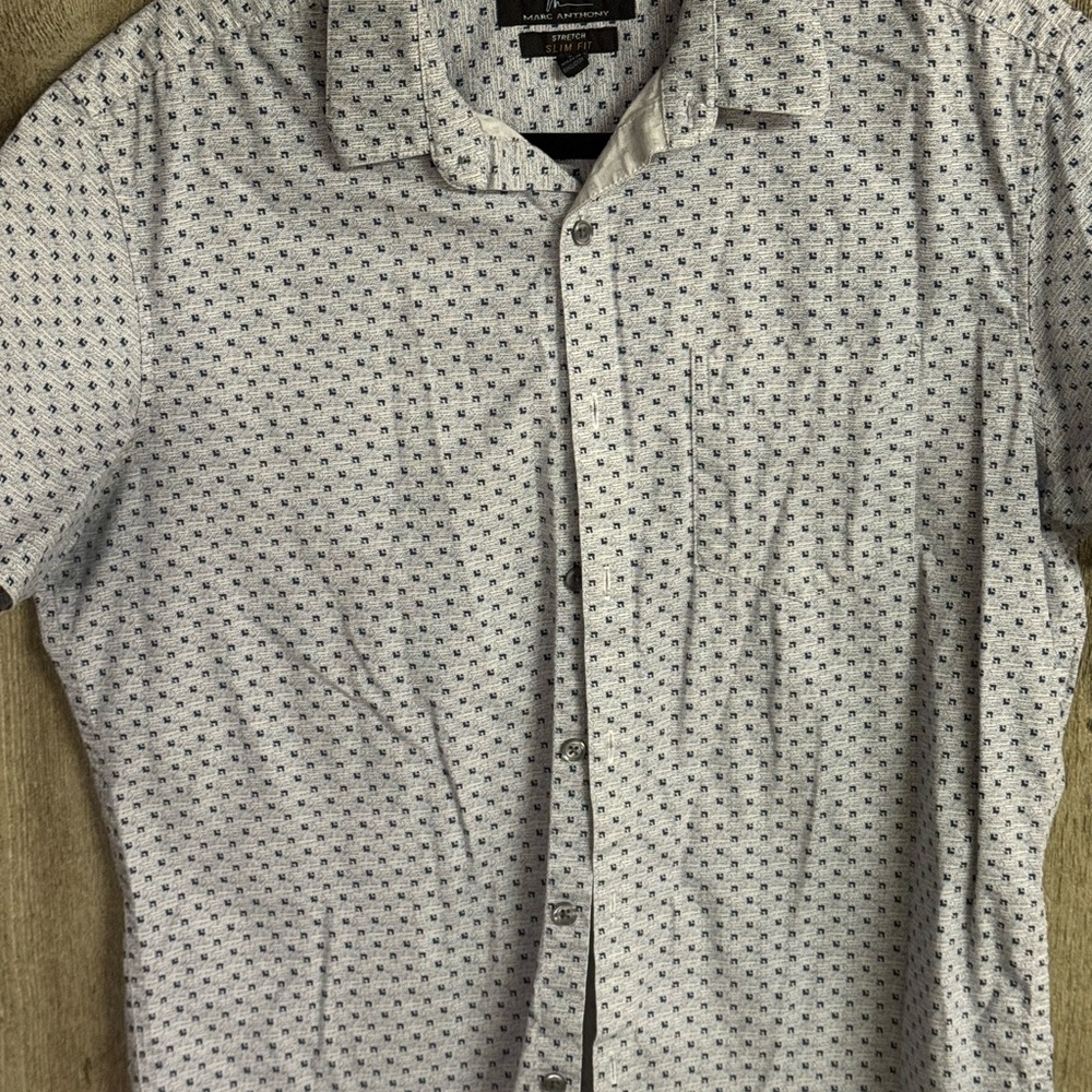 Marc Anthony White and Black Patterned Shirt